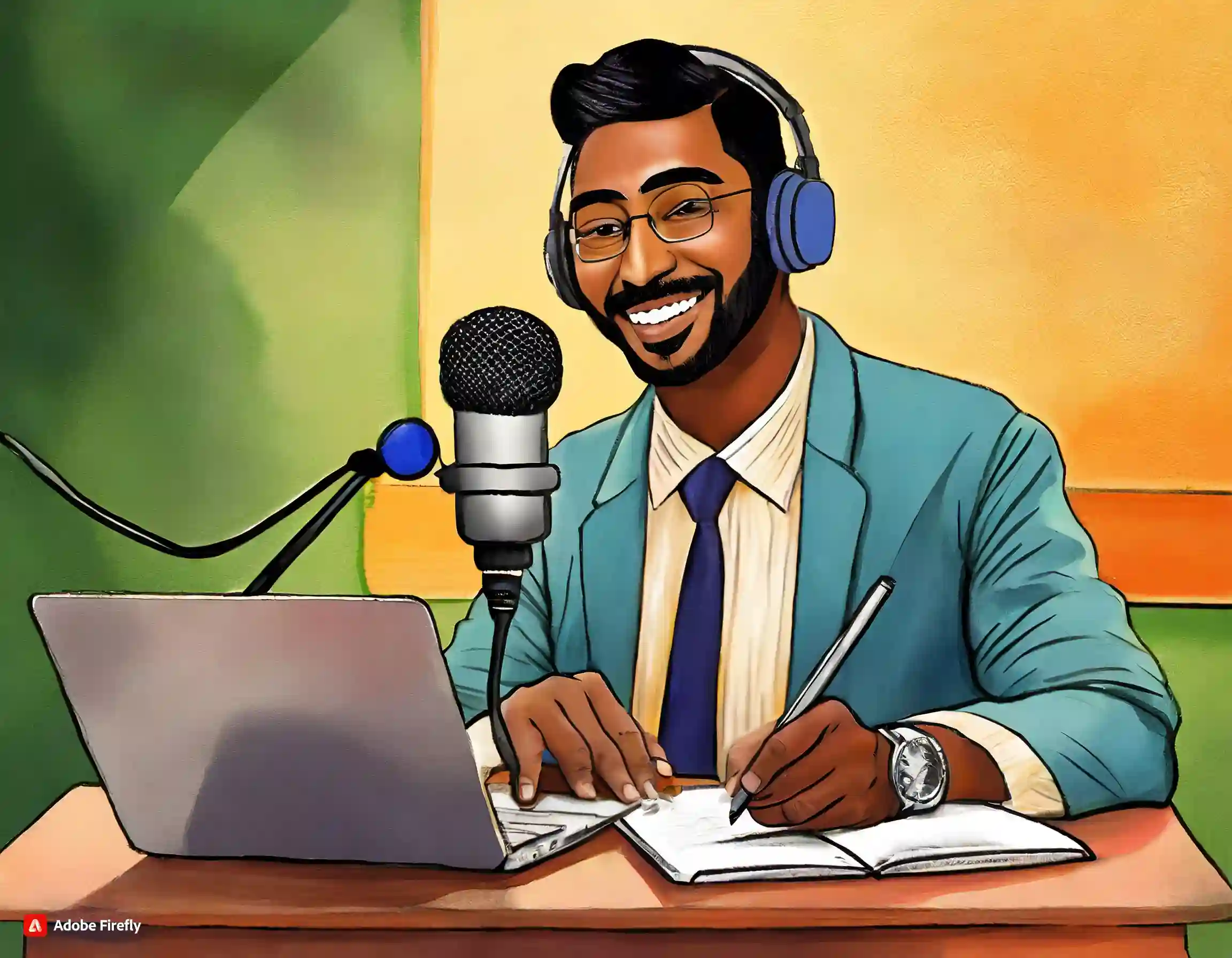 Image of a college professor using podcasting to record his lectures  