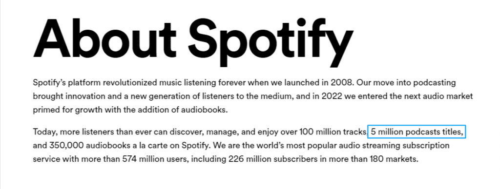 A snapshot of Spotify page 