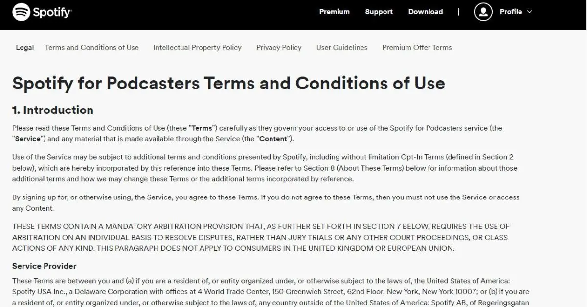 Spotify for podcasters Updated Terms 