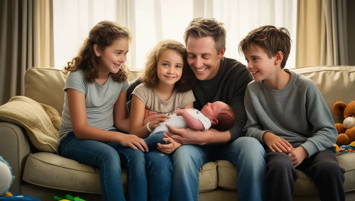 Warm father and children WebP