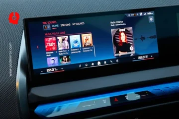 A car with a display screen with BBC sounds playing on it